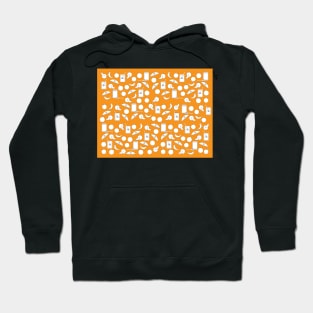 Black White Rosh Hashanah symbols on Orange background Hoodie